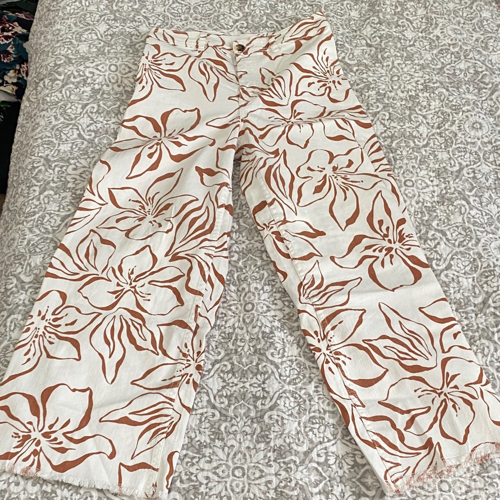Billabong Zebra Stripe Pants - White and Brown